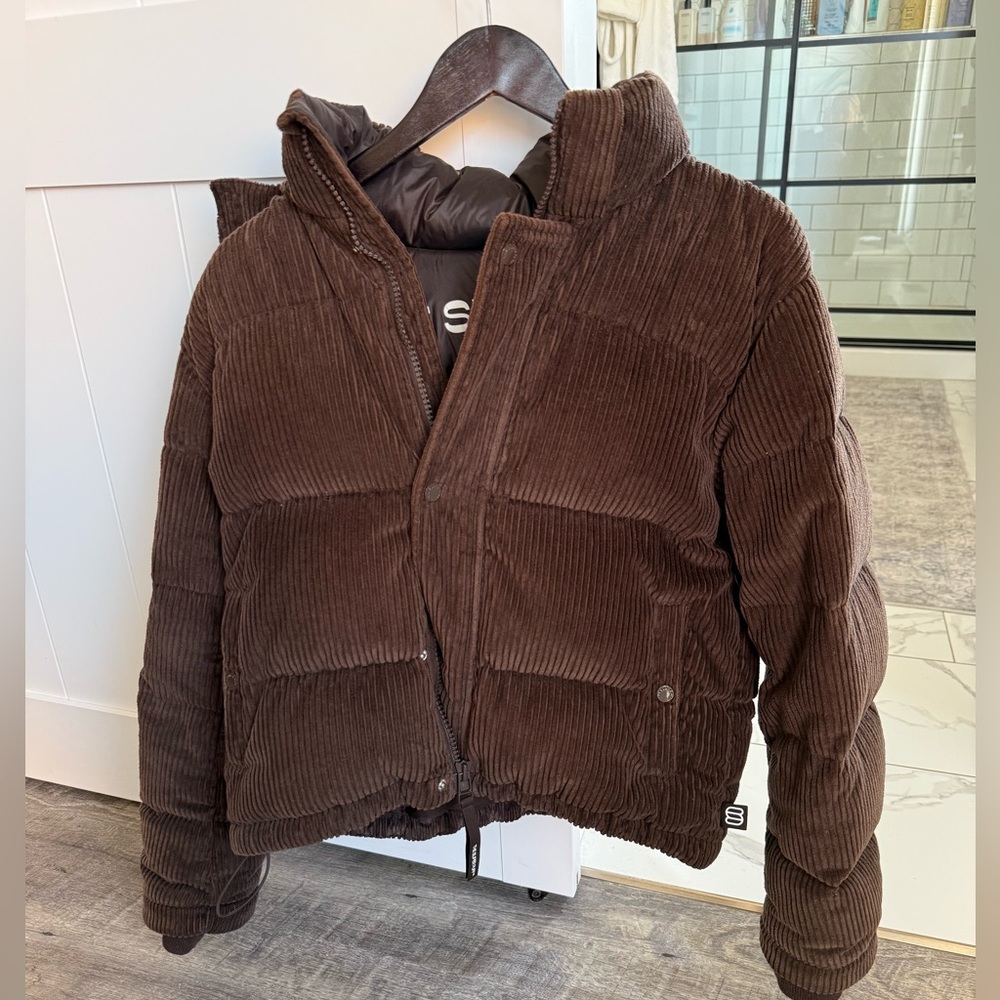 Aritzia Brown Corduroy Puffer Jacket